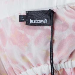 Pre Owned فستان ماكسي جاست كافالي قطن مورد أحمر وأصفر M