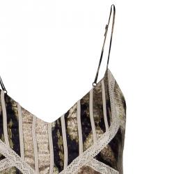 Pre Owned Just Cavalli Olive & Black Snake Print Silk Dress M