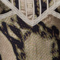 Pre Owned Just Cavalli Olive & Black Snake Print Silk Dress M