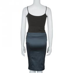 Pre Owned Just Cavalli Grey Silk Pencil Skirt M