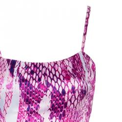 Pre Owned Just Cavalli Purple Snake Print Silk Maxi Dress M