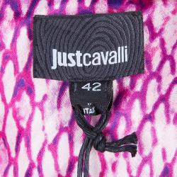 Pre Owned Just Cavalli Purple Snake Print Silk Maxi Dress M