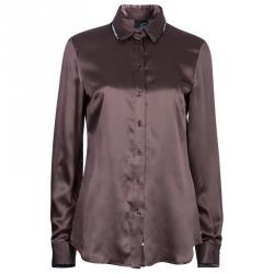 Pre Owned Just Cavalli Brown Satin Snake Print Blouse M