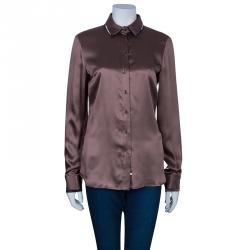 Pre Owned Just Cavalli Brown Satin Snake Print Blouse M