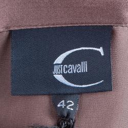Pre Owned Just Cavalli Brown Satin Snake Print Blouse M