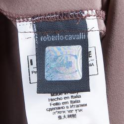 Pre Owned Just Cavalli Brown Satin Snake Print Blouse M