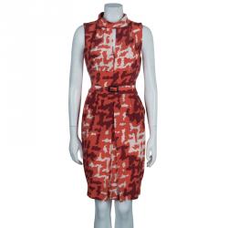 Pre Owned Just Cavalli Orange Printed Sleeveless Dress M