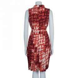 Pre Owned Just Cavalli Orange Printed Sleeveless Dress M