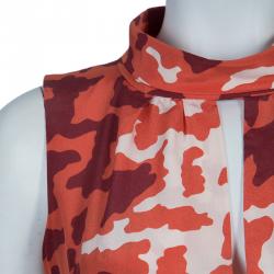 Pre Owned Just Cavalli Orange Printed Sleeveless Dress M