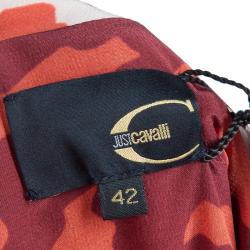 Pre Owned Just Cavalli Orange Printed Sleeveless Dress M