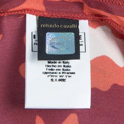 Pre Owned Just Cavalli Orange Printed Sleeveless Dress M