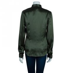 مملوكة مسبقًا توب جست كافالي حرير أخضر بأكمام طويلة M