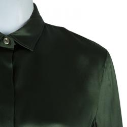 مملوكة مسبقًا توب جست كافالي حرير أخضر بأكمام طويلة M