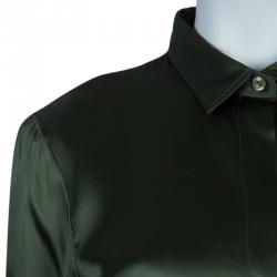 مملوكة مسبقًا توب جست كافالي حرير أخضر بأكمام طويلة M