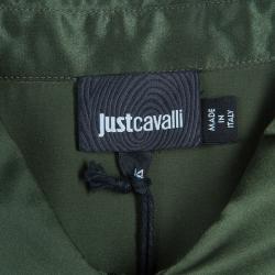 مملوكة مسبقًا توب جست كافالي حرير أخضر بأكمام طويلة M