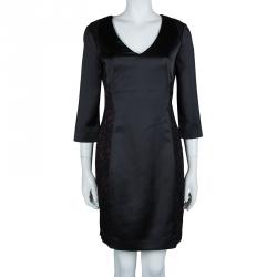 Pre Owned Just Cavalli Black Lace Insert Long Sleeve Dress M