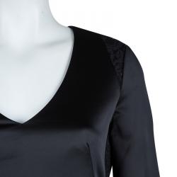 Pre Owned Just Cavalli Black Lace Insert Long Sleeve Dress M