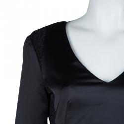 Pre Owned Just Cavalli Black Lace Insert Long Sleeve Dress M