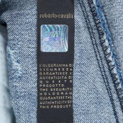 Pre Owned Just Cavalli Washed Indigo Denim Pleated Belted Shorts M