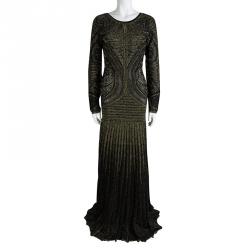 Pre Owned Just Cavalli Black Perforated Lurex Knit Long Sleeve Maxi Dress S