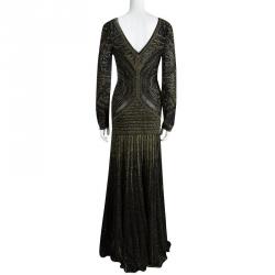 Pre Owned Just Cavalli Black Perforated Lurex Knit Long Sleeve Maxi Dress S
