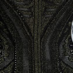 Pre Owned Just Cavalli Black Perforated Lurex Knit Long Sleeve Maxi Dress S