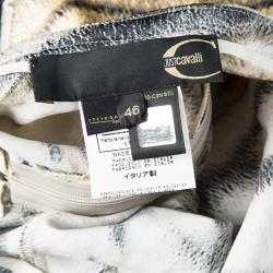 Pre Owned Just Cavalli Tiger Printed Satin Flared Godet Maxi Skirt L