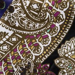 Pre Owned Just Cavalli Multicolor Printed Satin Ruffle Bottom Maxi Skirt M