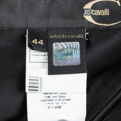 Pre Owned Just Cavalli Multicolor Printed Satin Ruffle Bottom Maxi Skirt M