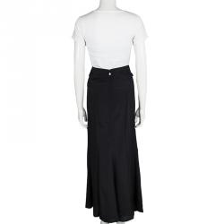 Pre Owned Just Cavalli Black Snake Logo Buckle Detail Pintucked Maxi Skirt S