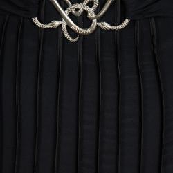 Pre Owned Just Cavalli Black Snake Logo Buckle Detail Pintucked Maxi Skirt S