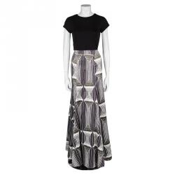 Pre Owned Just Cavalli Multicolor Printed Flared Maxi Skirt M