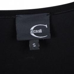 Pre Owned Just Cavalli Black Logo Detail Long Sleeve Top S
