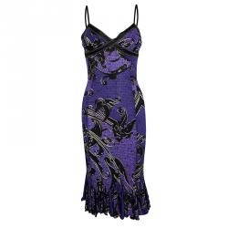 Pre Owned Just Cavalli Multicolor Printed Ruffle Bottom Bodycon Dress S