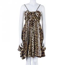 Pre Owned Just Cavalli Leopard Print Babydoll Dress M