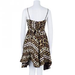 Pre Owned Just Cavalli Leopard Print Babydoll Dress M