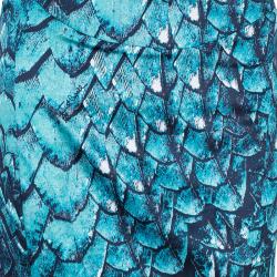 Pre Owned تنورة ماكسي واسعة جست كافالي منقوشة تركواز M