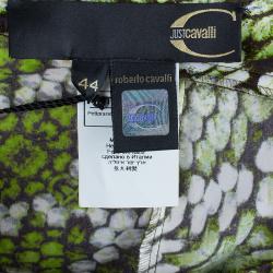 Pre Owned Just Cavalli Snake Print Green Maxi Skirt L
