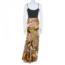 مملوكة مسبقًا Just Cavalli Brown Animal Print Maxi Skirt M