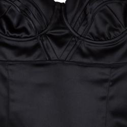 Pre Owned Just Cavalli Black Satin Corset Dress M