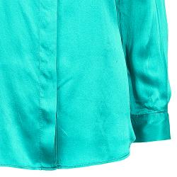 Pre Owned Just Cavalli Green Silk Long Sleeve Top L