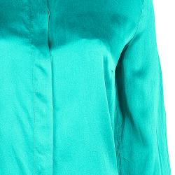Pre Owned Just Cavalli Green Silk Long Sleeve Top L
