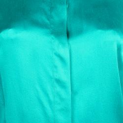 Pre Owned Just Cavalli Green Silk Long Sleeve Top L
