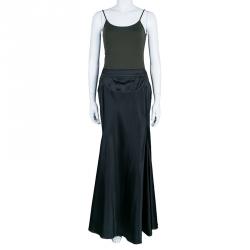Pre Owned Just Cavalli Black Satin Maxi Skirt L