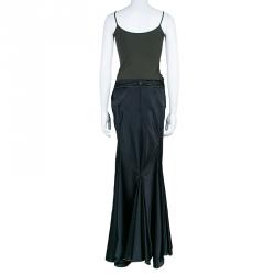 Pre Owned Just Cavalli Black Satin Maxi Skirt L