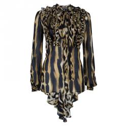 Pre Owned Just Cavalli Animal Print Button Down Dress M