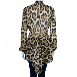 Pre Owned Just Cavalli Animal Print Button Down Dress M