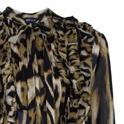 Pre Owned Just Cavalli Animal Print Button Down Dress M