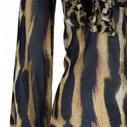 Pre Owned Just Cavalli Animal Print Button Down Dress M