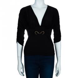 Pre Owned Just Cavalli Black Draped Top M